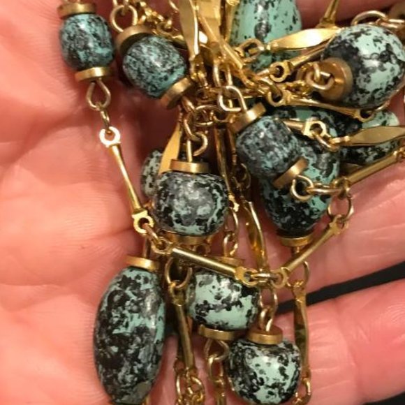 Vintage Alice Caviness Gold-Tone & Faux Turquoise Multi-Layer Necklace - Picture 11 of 11